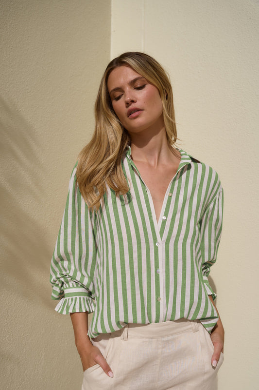 Connection Moss Stripe Drop Shoulder LS Shirt