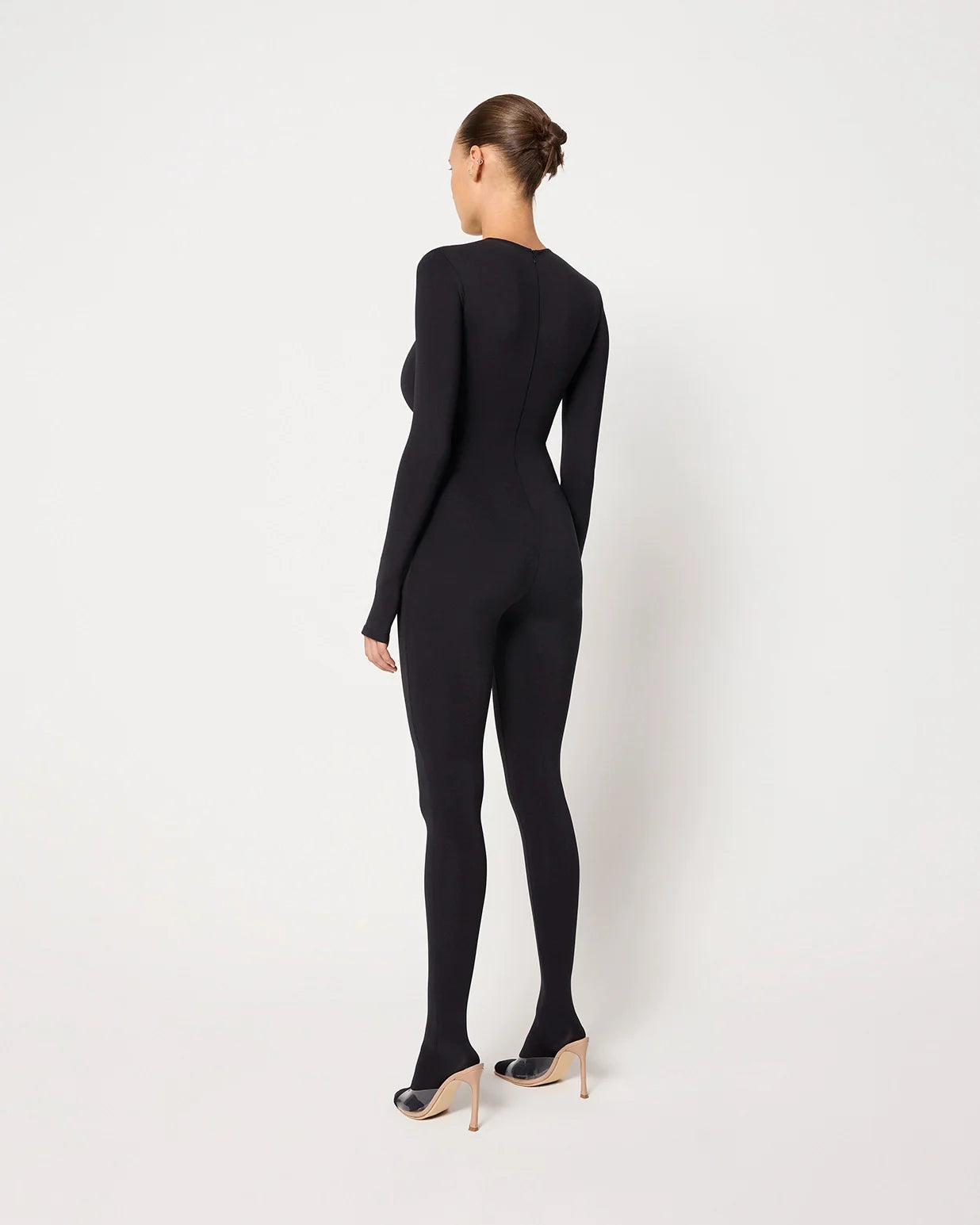 Long Sleeve Footed Catsuit | Black