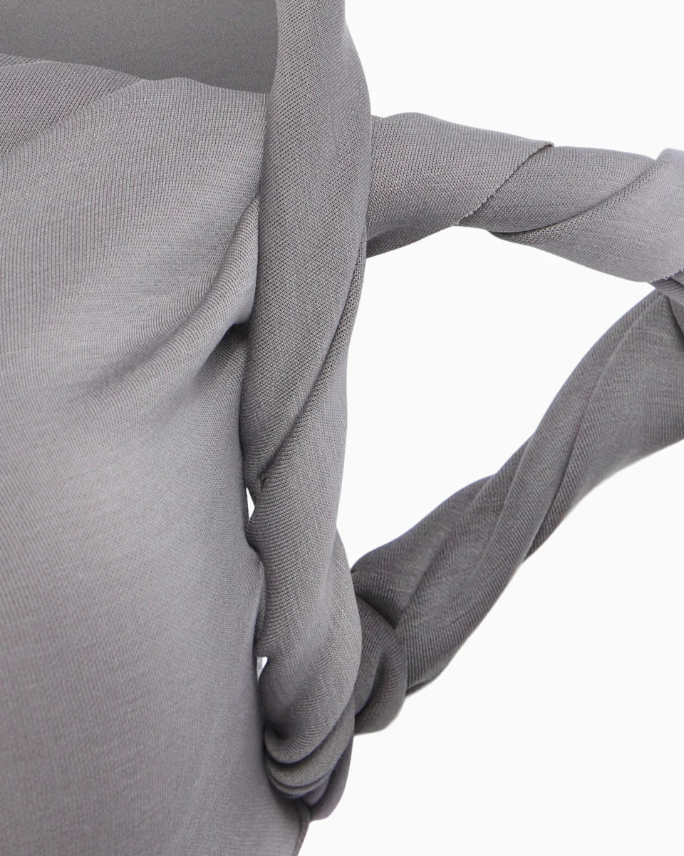 Sueded Stretch Twist Mini Dress | Steel Grey